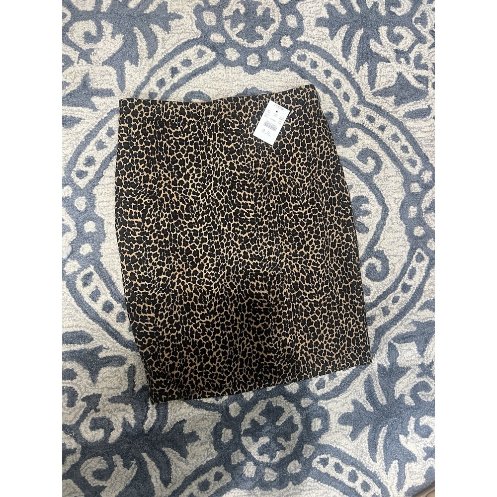 NWT J. Crew Animal Print Pencil Skirt 00P Brown Leopard AG870 WX7900